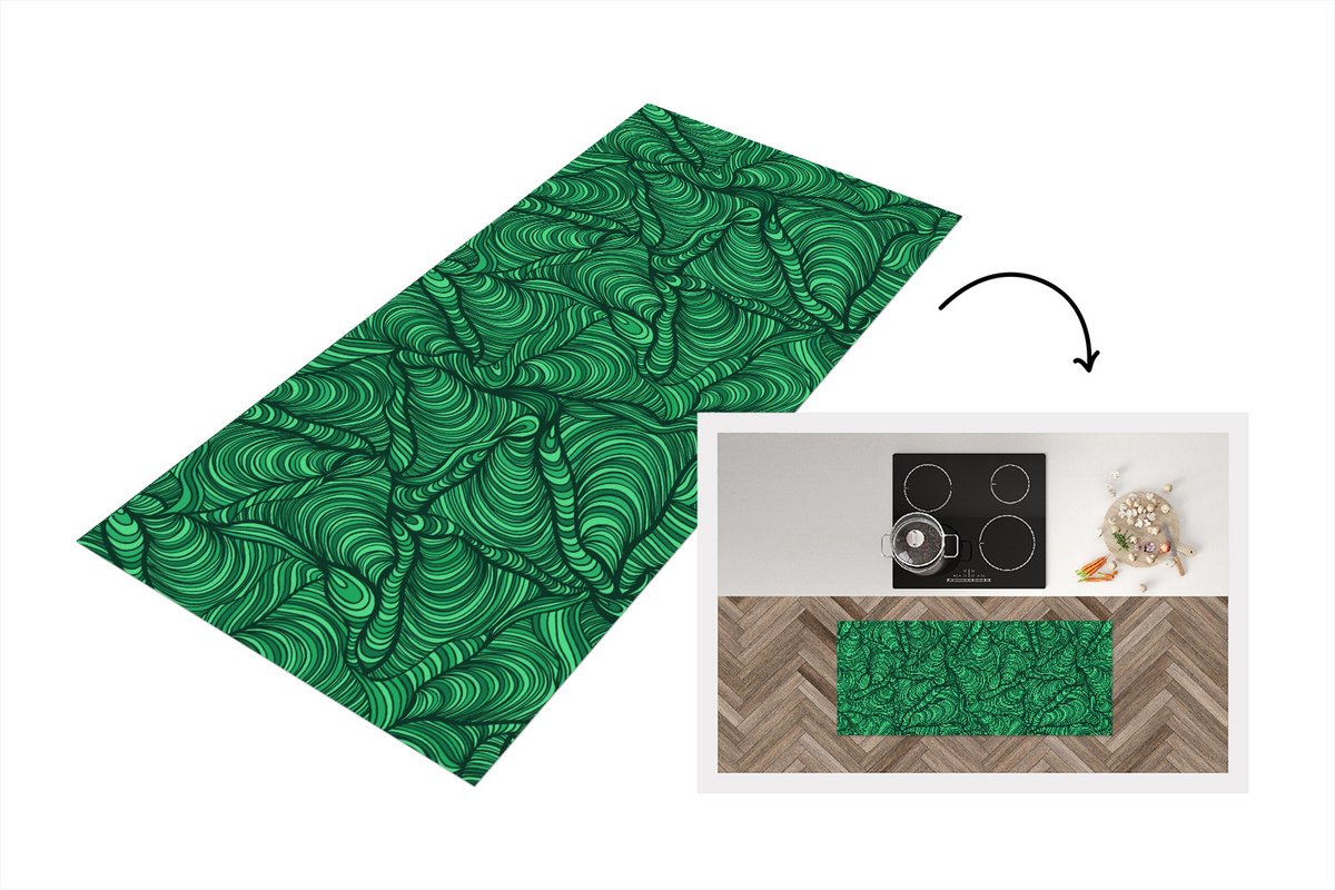 Keukenloper - Loper keuken - Groen - Patroon - Zomer - 120x50 cm - Keukenloper vinyl
