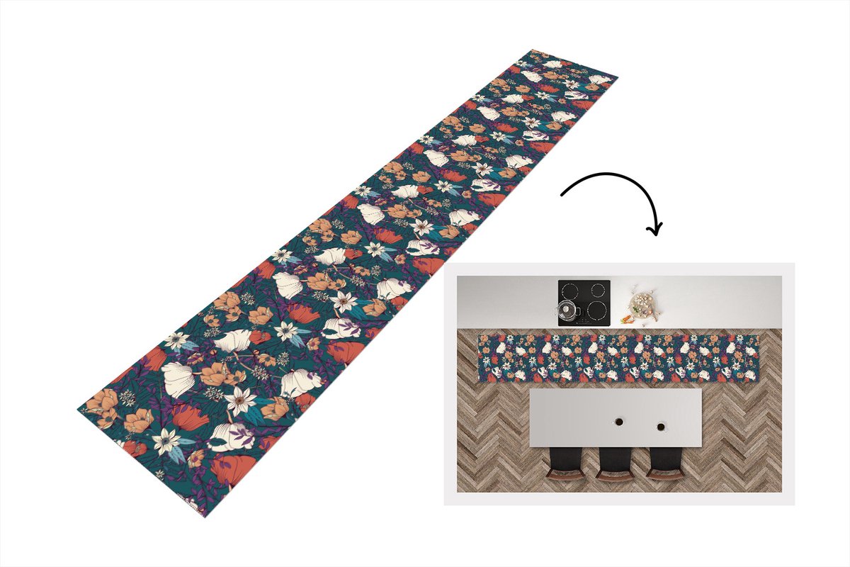 KitchenYeah Keukenloper - Loper keuken - Botanisch - Vintage - Bloemen - Keukenloper vinyl multicolor, foto 5
