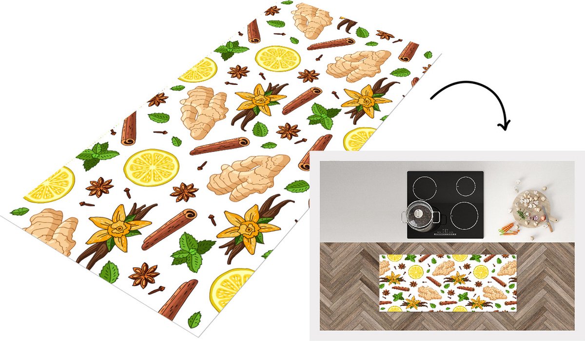 Keukenloper - Loper keuken - Gember - Kaneel - Citroen - Anijs - 120x50 cm - Keukenloper vinyl