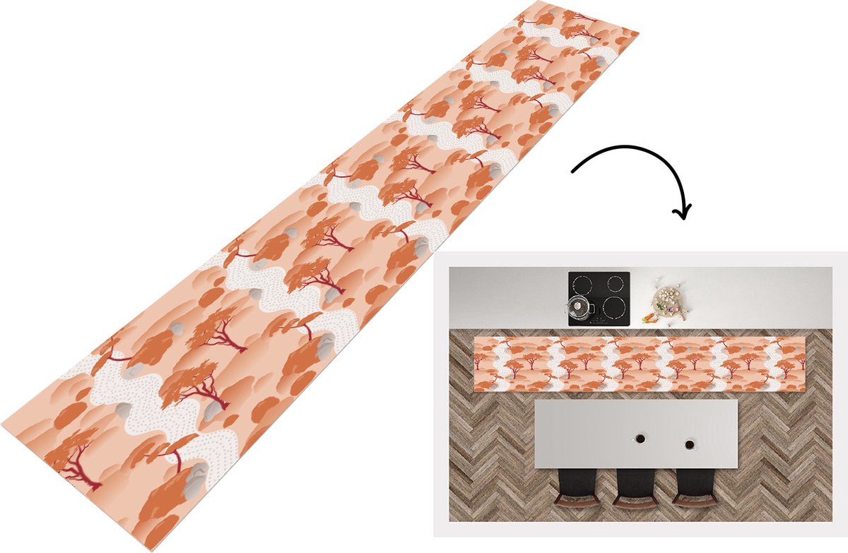 KitchenYeah Keukenloper - Loper keuken - Tuin - Japan - Patroon - Azië - 300x50 cm - Keukenloper vinyl Multicolor