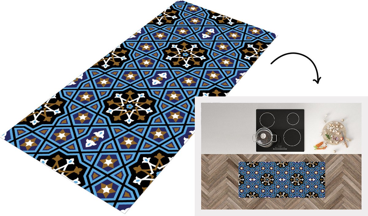 KitchenYeah Keukenloper - Loper keuken - Mozaïek - Azië - Patronen - 120x50 cm - Keukenloper vinyl Multicolor