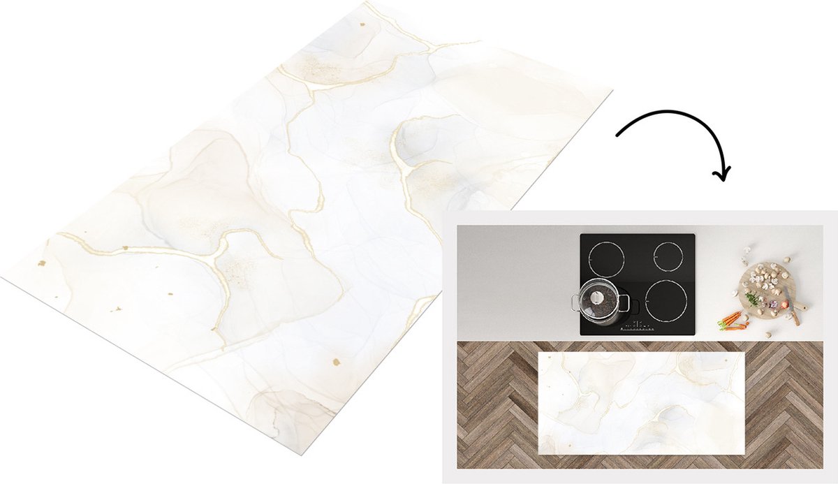 KitchenYeah Keukenloper - Loper keuken - Marmer - Geel - Patronen - Keukenloper vinyl, foto 2