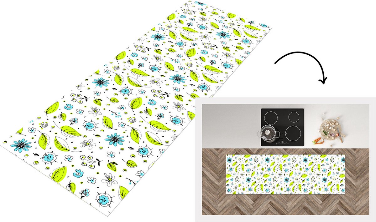 KitchenYeah Keukenloper - Loper keuken - Flora - Bohemian - Patronen - Fantasy - Bloemen - 180x60 cm - Keukenloper vinyl Multicolor