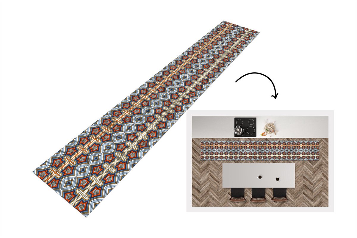 Keukenloper - Loper keuken - Patroon - Afrika - Vormen - 300x50 cm - Keukenloper vinyl