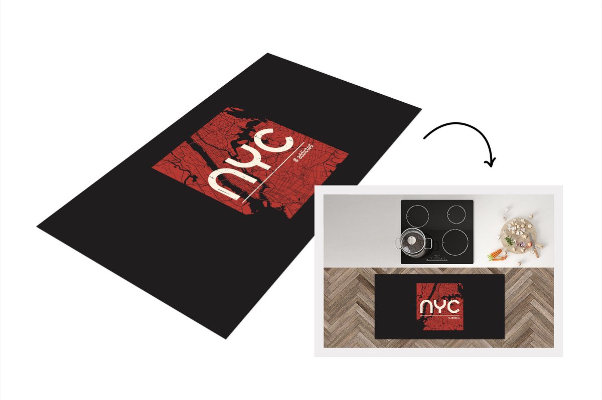 KitchenYeah Keukenloper - Loper keuken - New York - NYC - Rood - 120x60 cm - Keukenloper vinyl Multicolor
