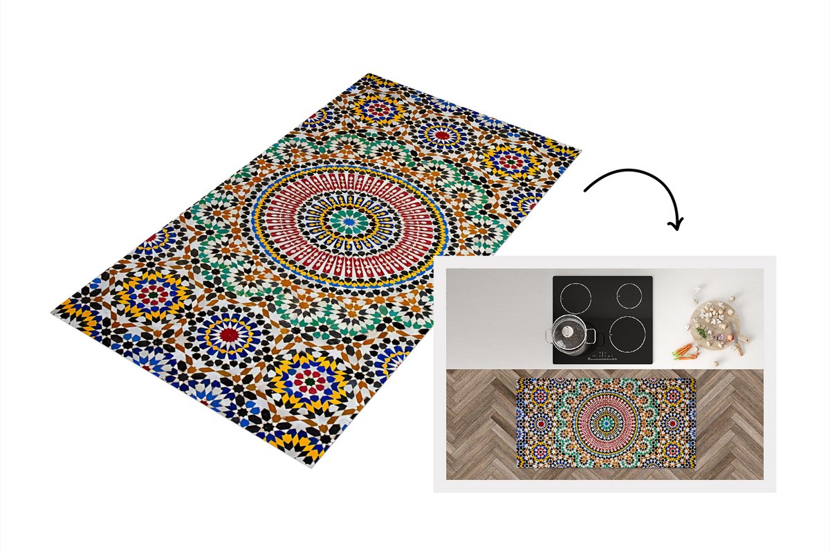 KitchenYeah Keukenloper - Loper keuken - Een bovenaanzicht van Marokkaans mozaïek - Keukenloper vinyl multicolor, foto 2