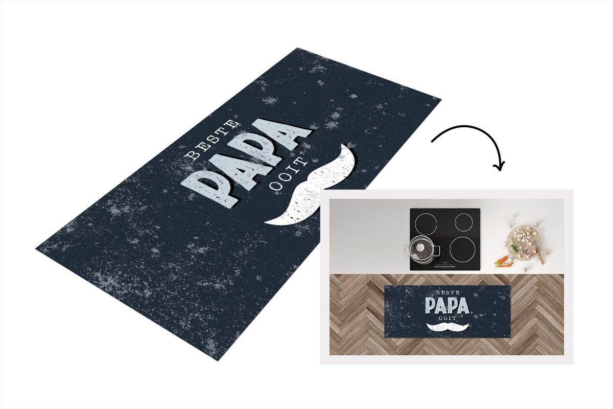 KitchenYeah Keukenloper - Loper keuken - Vaderdag - Cadeau vader - Quote - Spreuken - Beste papa ooit - 120x50 cm - Keukenloper vinyl Multicolor