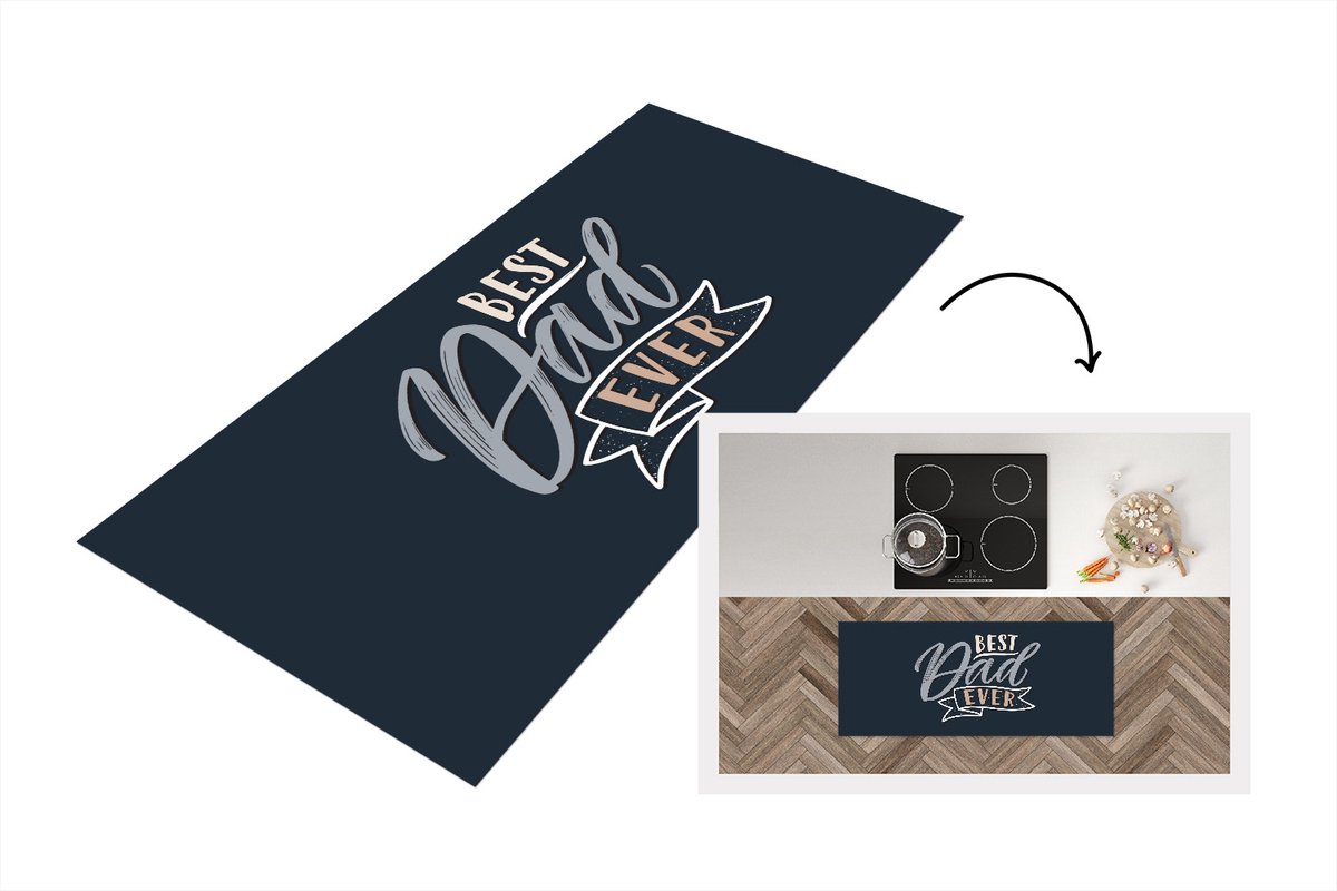 KitchenYeah Keukenloper - Loper keuken - Quotes - Papa - Best dad ever - Spreuken - 120x50 cm - Keukenloper vinyl Multicolor