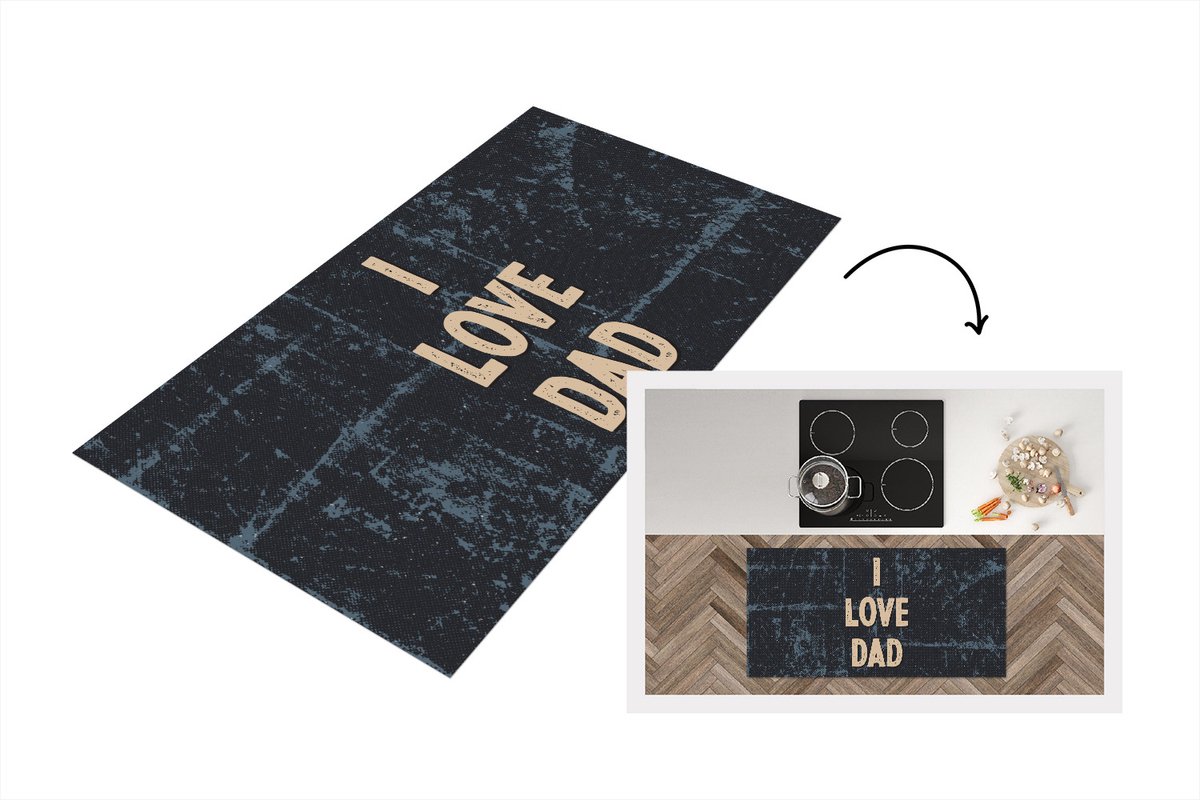 KitchenYeah Keukenloper - Loper keuken - Spreuken - Papa cadeau - Vaderdag - Quote - I love Dad - 120x60 cm - Keukenloper vinyl Multicolor