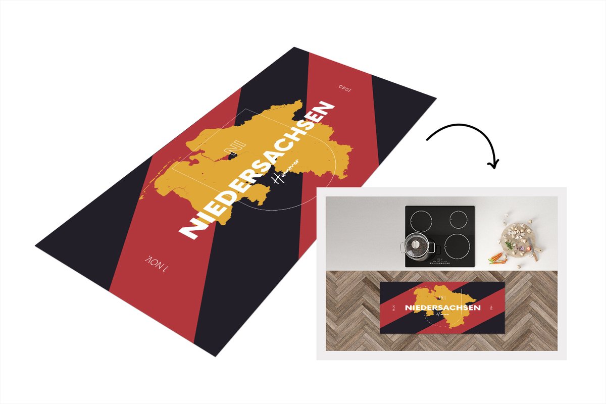 KitchenYeah Keukenloper - Loper keuken - Kaart - Nedersaksen - Duitsland - 120x50 cm - Keukenloper vinyl Multicolor