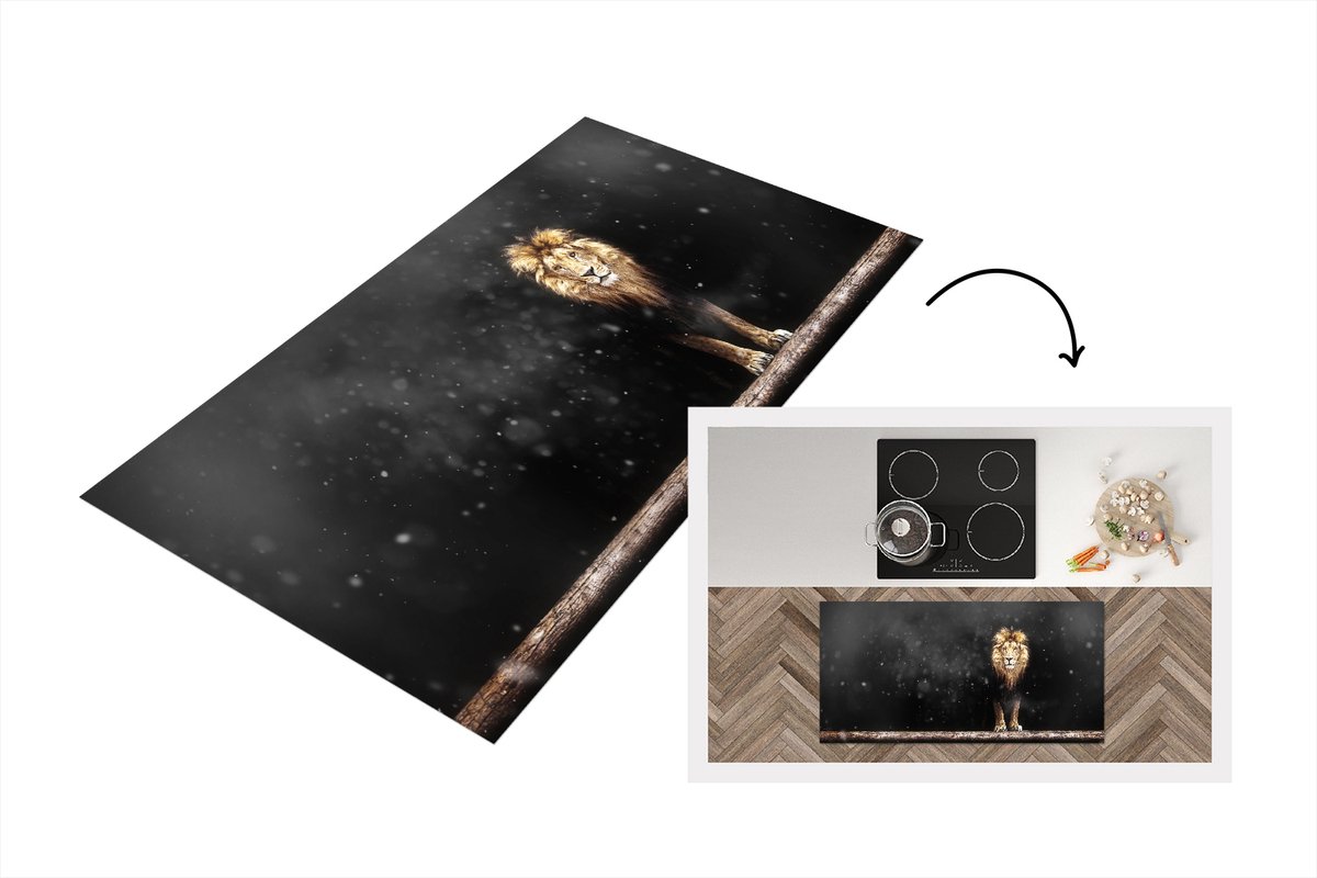 KitchenYeah Keukenloper - Loper keuken - Leeuw - Sneeuw - Portret - 120x60 cm - Keukenloper vinyl Multicolor