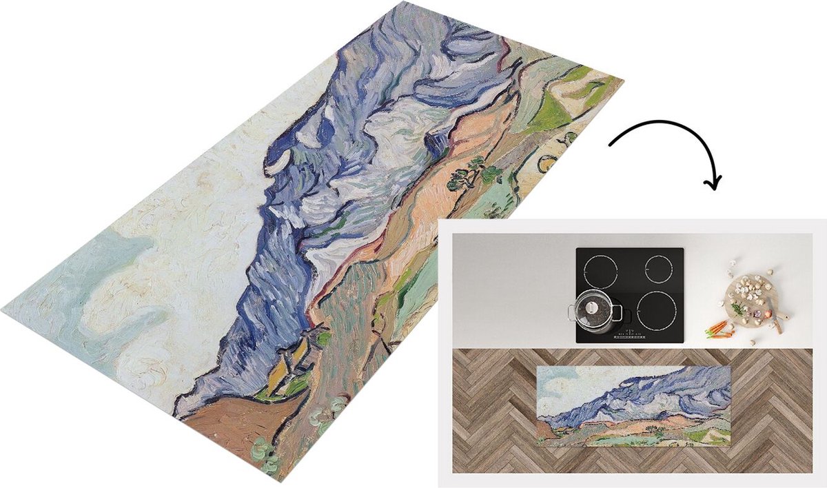 KitchenYeah Keukenloper - Loper keuken - De Alpen - Vincent van Gogh - 120x50 cm - Keukenloper vinyl Multicolor