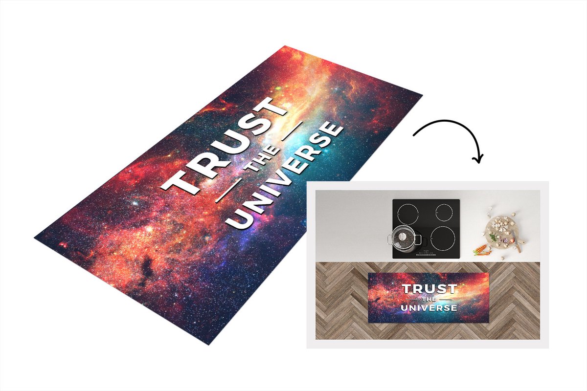 KitchenYeah Keukenloper - Loper keuken - Quote - Ruimte - Oranje - Keukenloper vinyl Multicolor