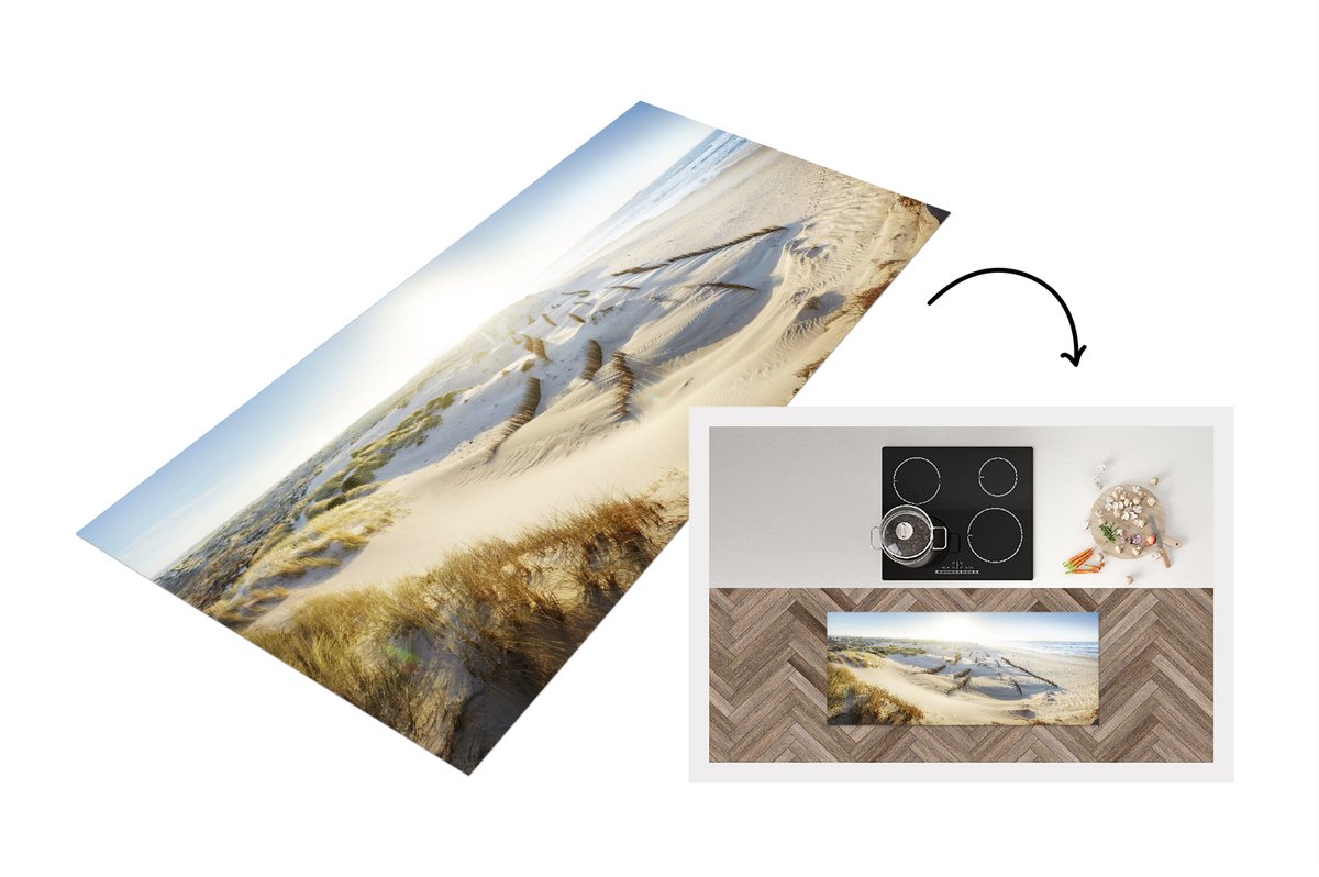 KitchenYeah Keukenloper - Loper keuken - Zandduinen in Peniche Portugal - 120x50 cm - Keukenloper vinyl Multicolor