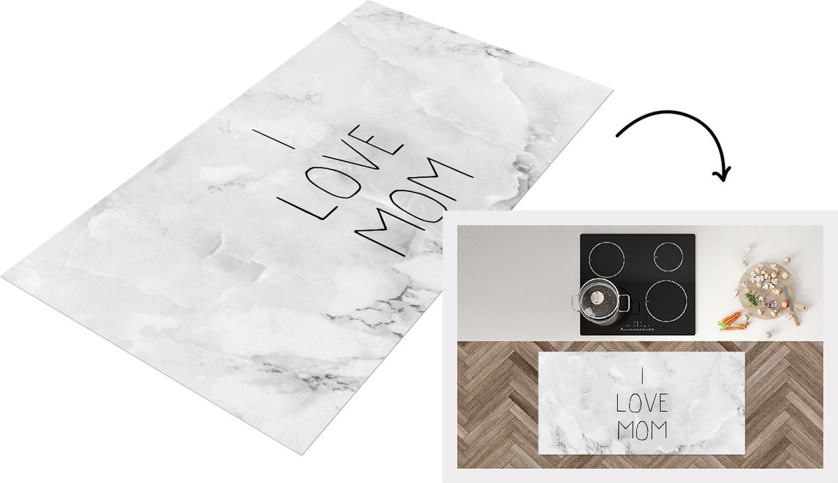 KitchenYeah Keukenloper - Loper keuken - Quotes - I love mom - Mama - Spreuken - 120x60 cm - Keukenloper vinyl Multicolor