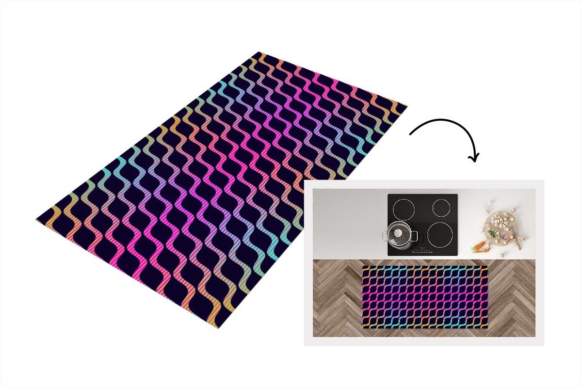 KitchenYeah Keukenloper - Loper keuken - Design - Abstract - Neon - Keukenloper vinyl multicolor, foto 4