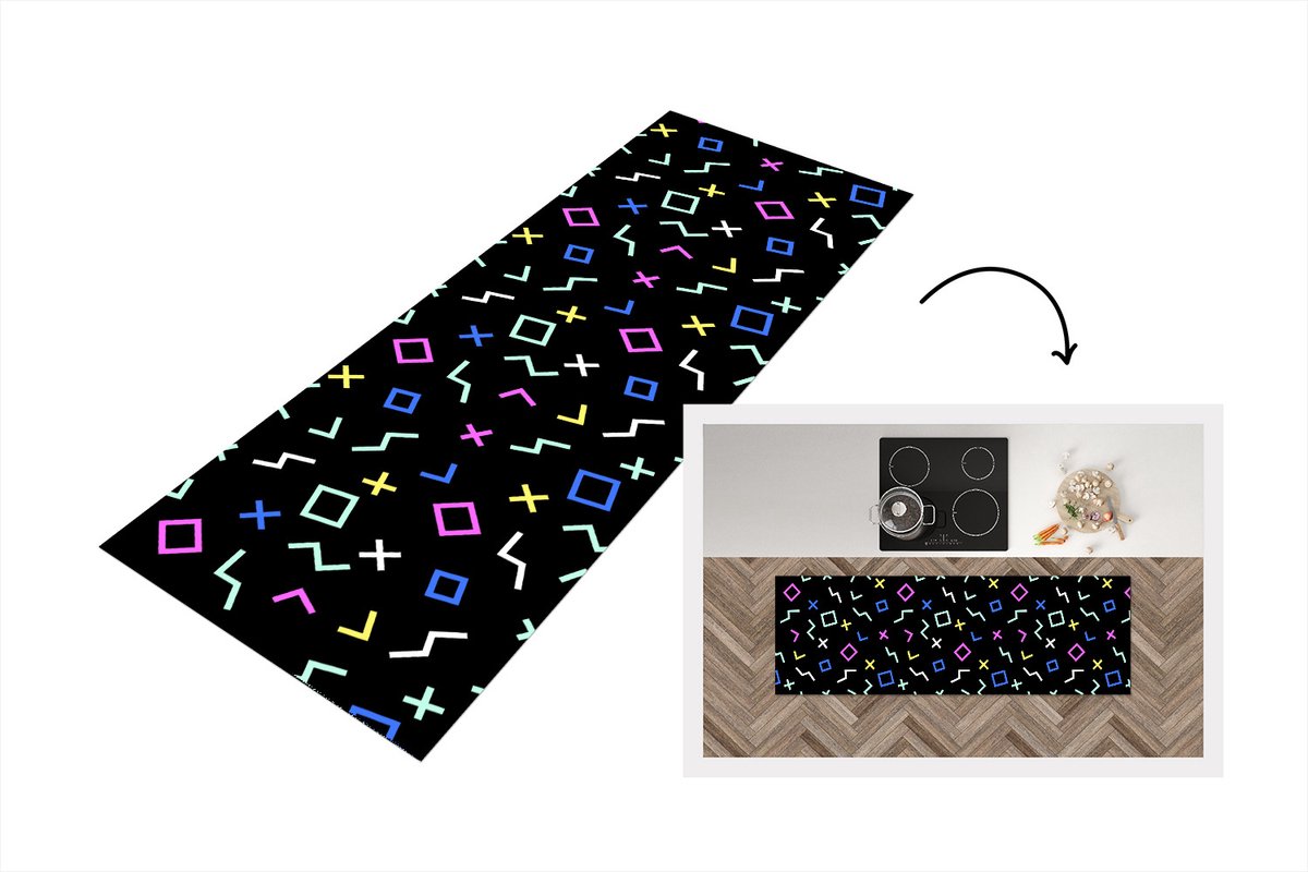 KitchenYeah Keukenloper - Loper keuken - Game Console - Vector - Abstract - 150x50 cm - Keukenloper vinyl Multicolor