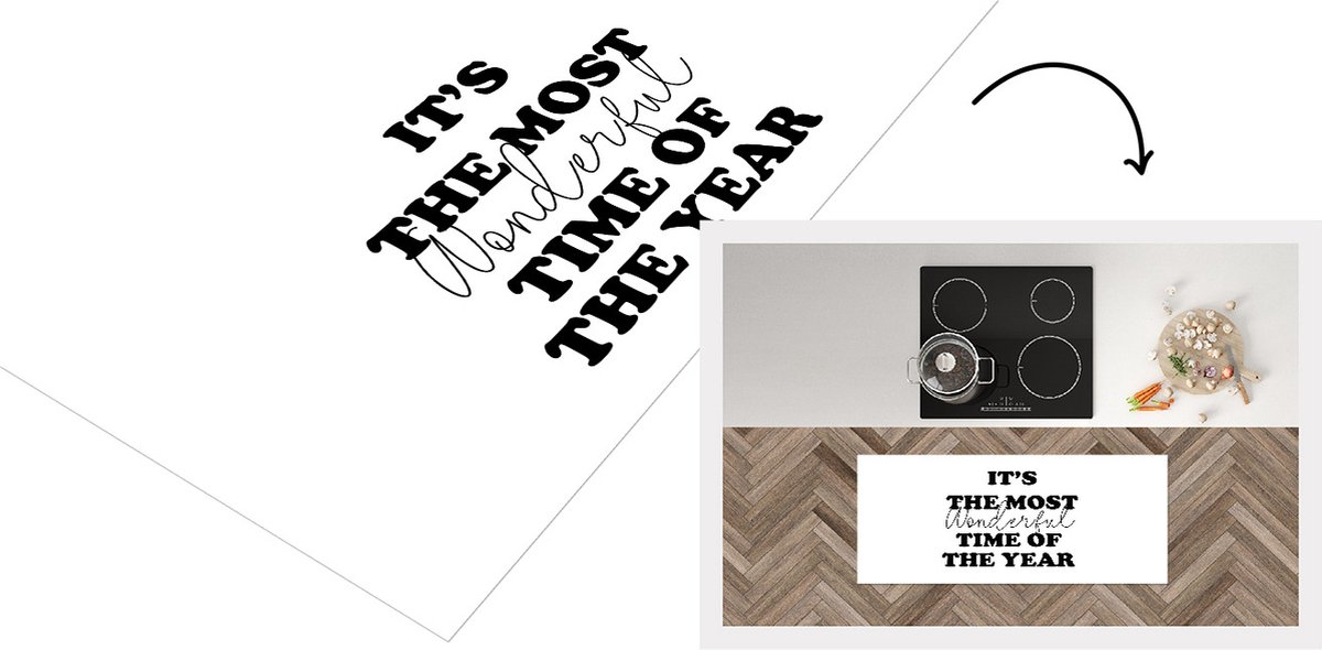 KitchenYeah Keukenloper - Loper keuken - It's the most wonderful time of the year - Kerst - Quotes -Spreuken - 120x50 cm - Keukenloper vinyl Multicolor