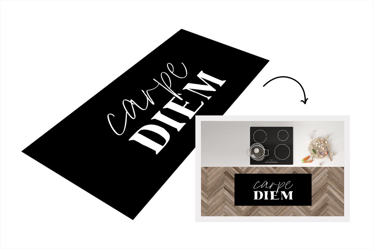 KitchenYeah Keukenloper - Loper keuken - Carpe diem - Quotes - Spreuken - Pluk de dag - 120x50 cm - Keukenloper vinyl Multicolor