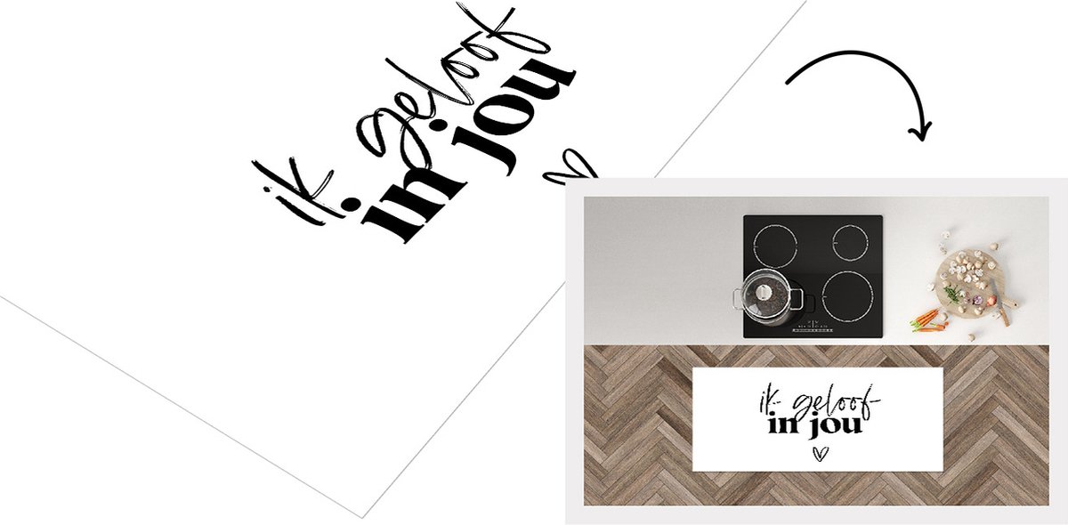 KitchenYeah Keukenloper - Loper keuken - Partner - Spreuken - Ik geloof in jou - Quotes - 120x50 cm - Keukenloper vinyl Multicolor