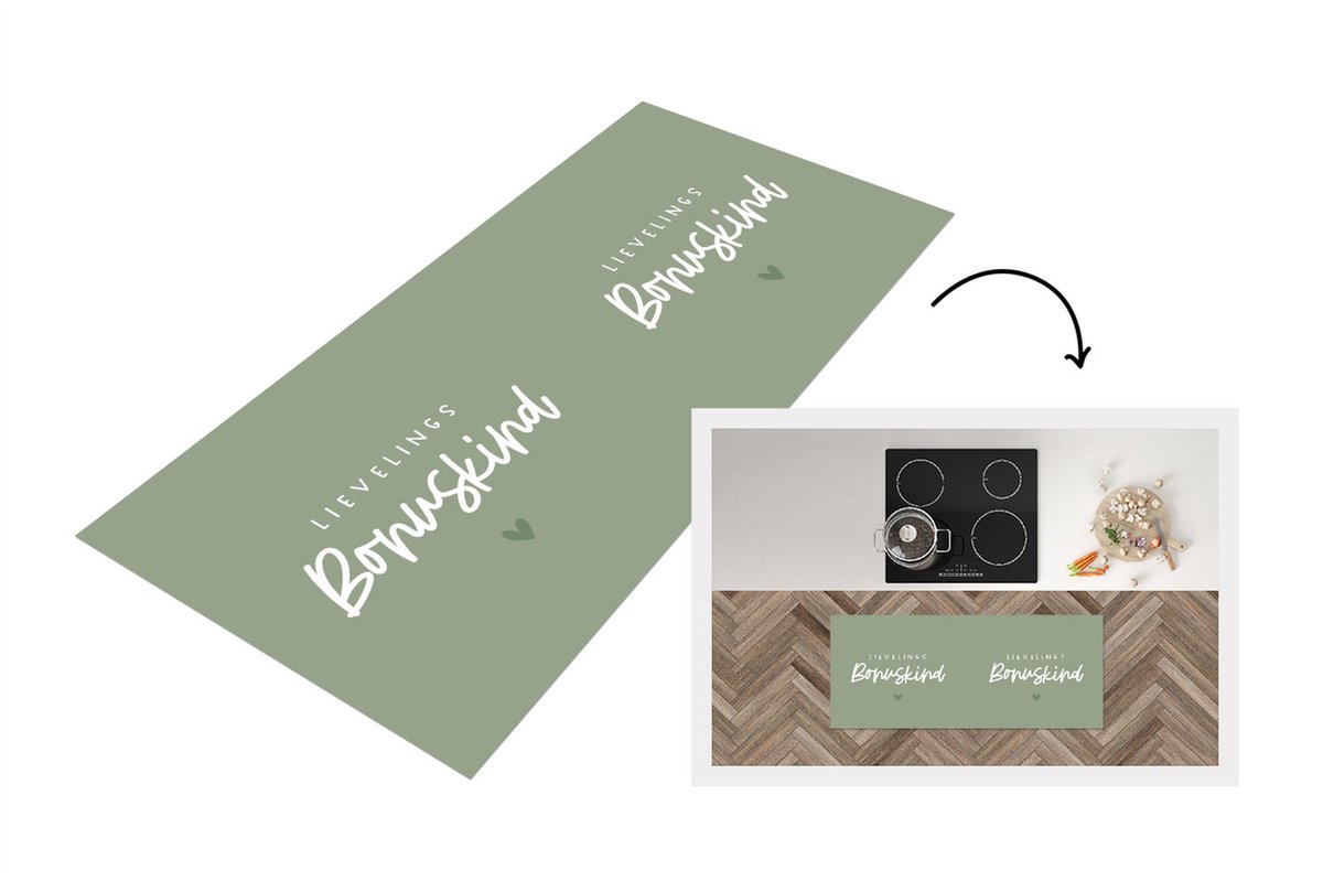 KitchenYeah Keukenloper - Loper keuken - Quote - Bonuskind - Familie - Spreuken - 120x50 cm - Keukenloper vinyl Multicolor