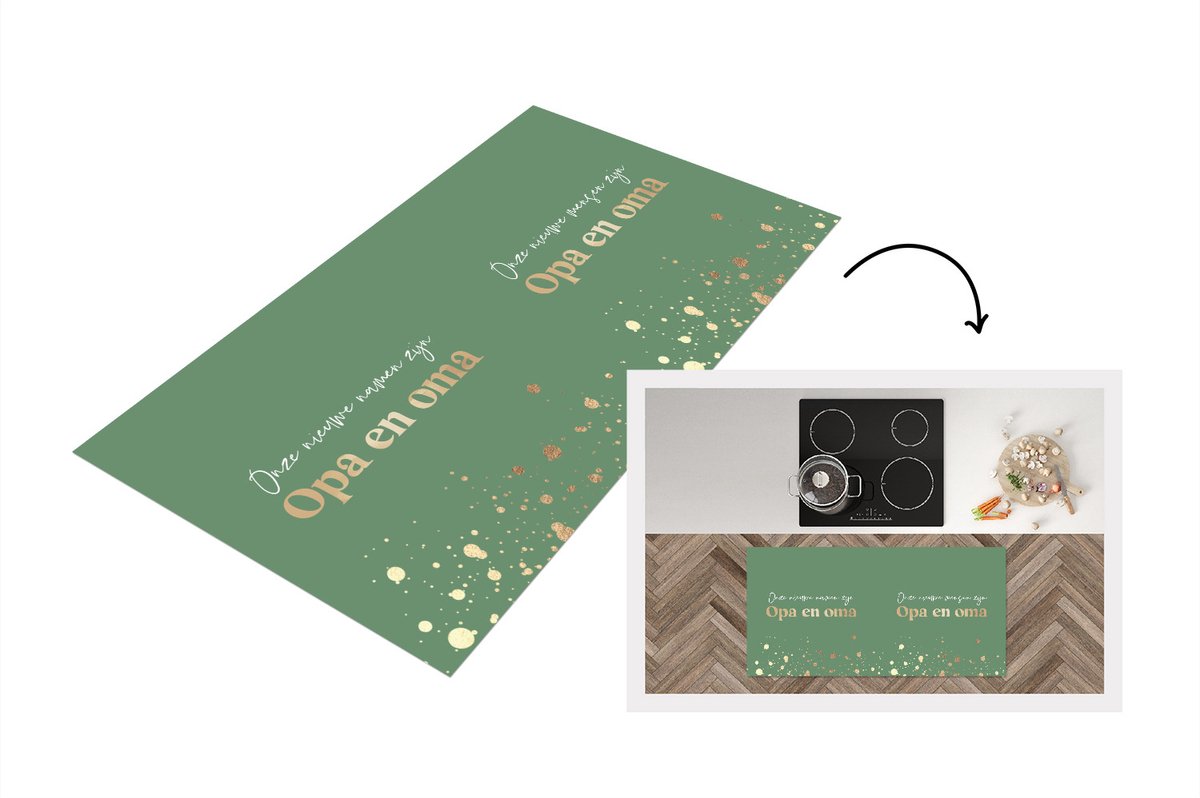 KitchenYeah Keukenloper - Loper keuken - Groen - 'Onze nieuwe namen zijn opa en oma' - Quotes - Spreuken - 120x60 cm - Keukenloper vinyl Multicolor