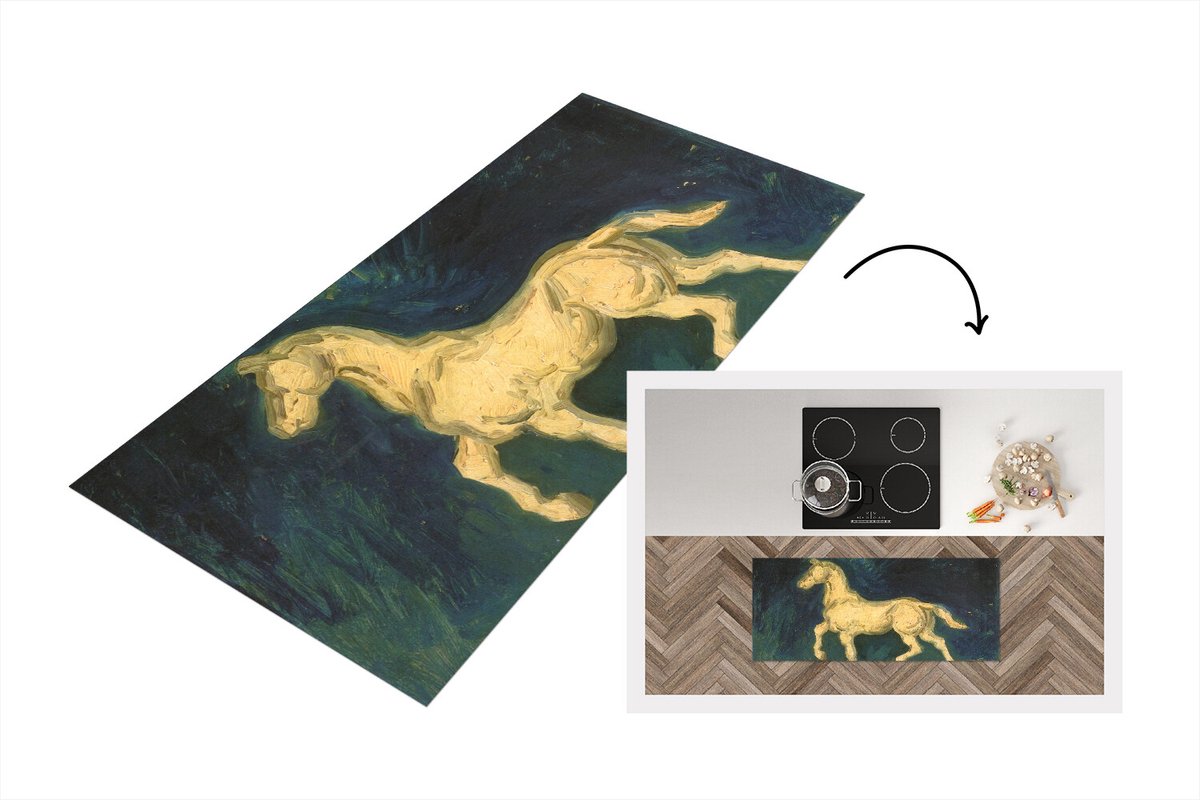 KitchenYeah Keukenloper - Loper keuken - Paard - Vincent van Gogh - 120x50 cm - Keukenloper vinyl Multicolor