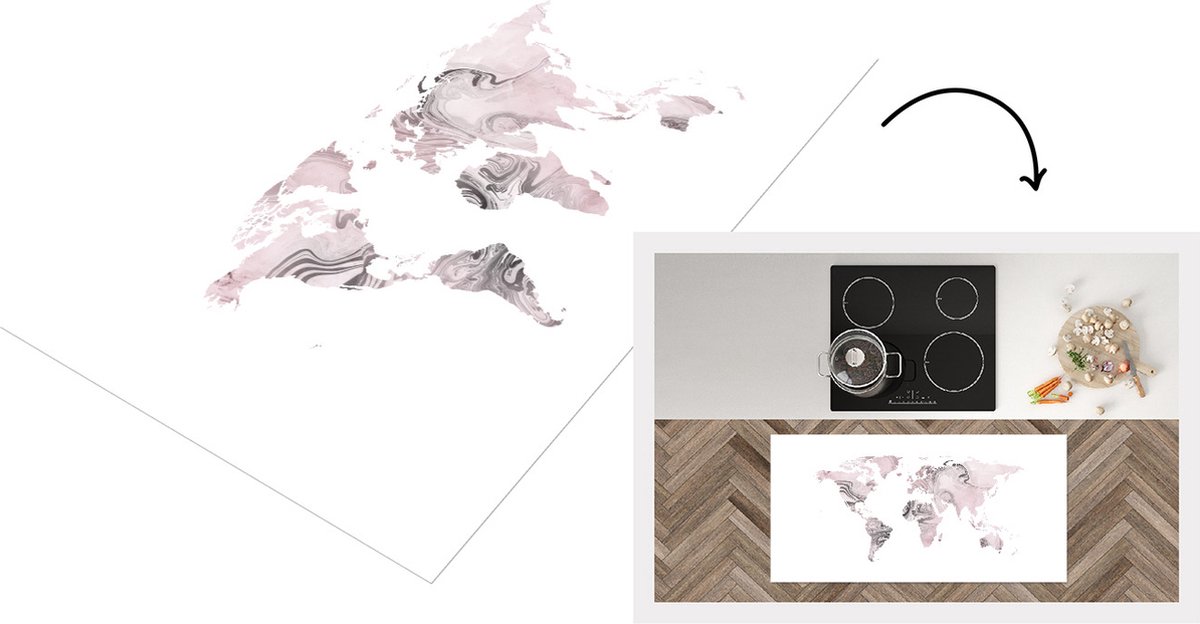 KitchenYeah Keukenloper - Loper keuken - Kaart - Agaat - Abstract - 120x60 cm - Keukenloper vinyl Multicolor
