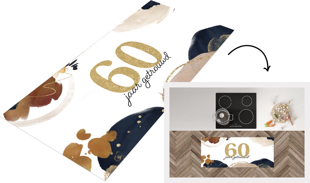 KitchenYeah Keukenloper - Loper keuken - Trouwen - 60 jaar getrouwd - Quotes - Spreuken - 120x50 cm - Keukenloper vinyl Multicolor