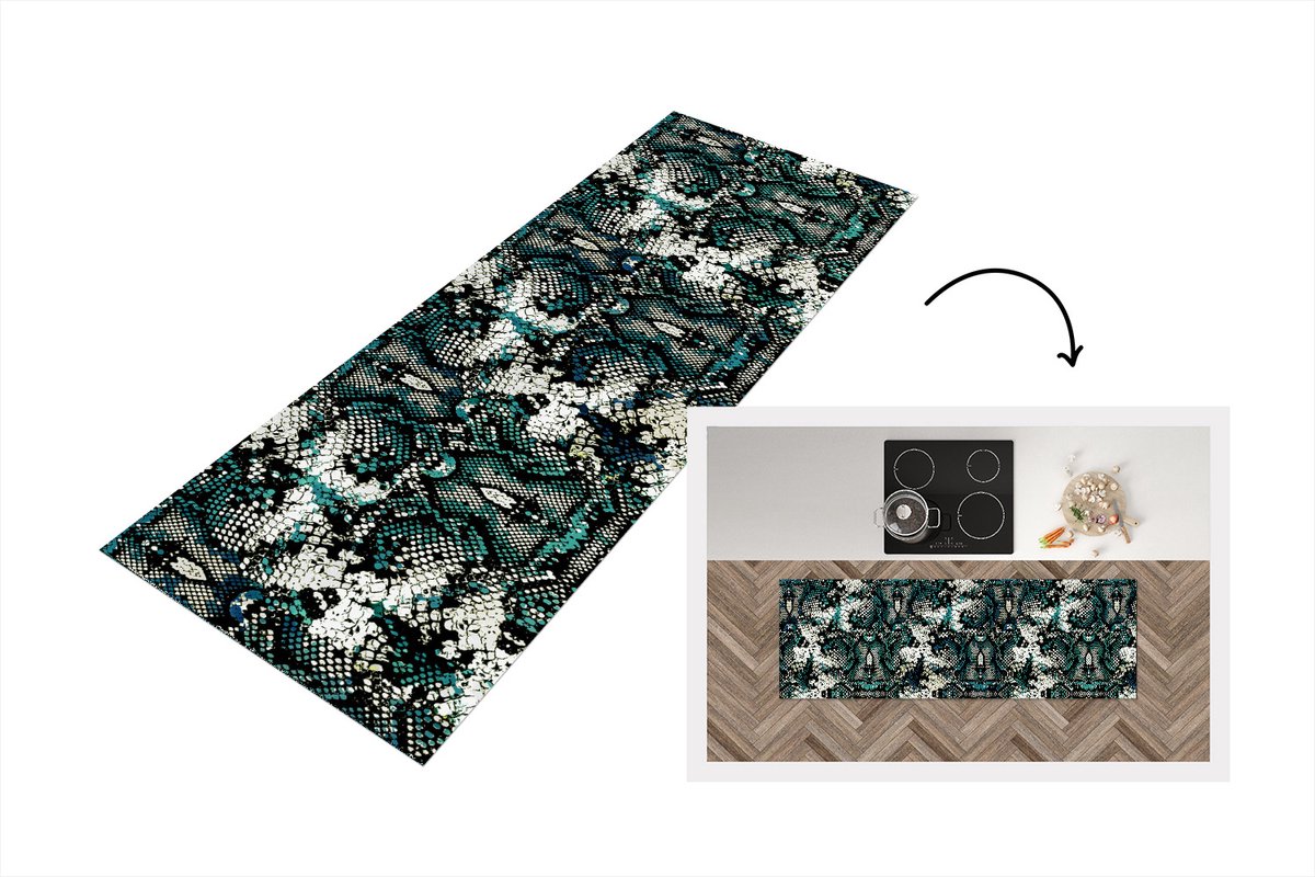 KitchenYeah Keukenloper - Loper keuken - Reptielen - Huid - Schubben - Keukenloper vinyl Multicolor