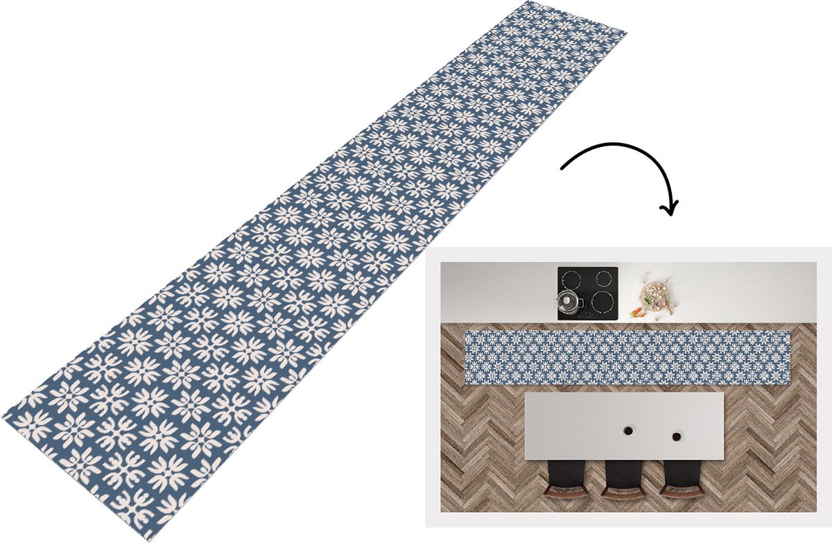 KitchenYeah Keukenloper - Loper keuken - Bloemen - Sneeuw - Winter - Design - 300x50 cm - Keukenloper vinyl Multicolor