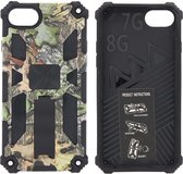 iPhone 7 Hoesje - Rugged Extreme Backcover Blaadjes Camouflage met Kickstand - Groen