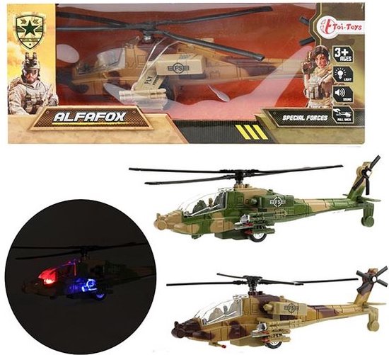 JOYIN 10-in-1 Jumbo Militaire Transporthelikopter Set - Met Geluid En Licht - Incl. Vrachtwagen, Kajak, Motor En 3 Soldaatjes - Voor Kinderen Vanaf 3 Jaar - Ideaal Rollenspel