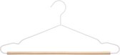 Set van 2x stuks kledinghangers metaal/hout wit 44 x 19 cm - Kledingkast hangers/kleerhangers