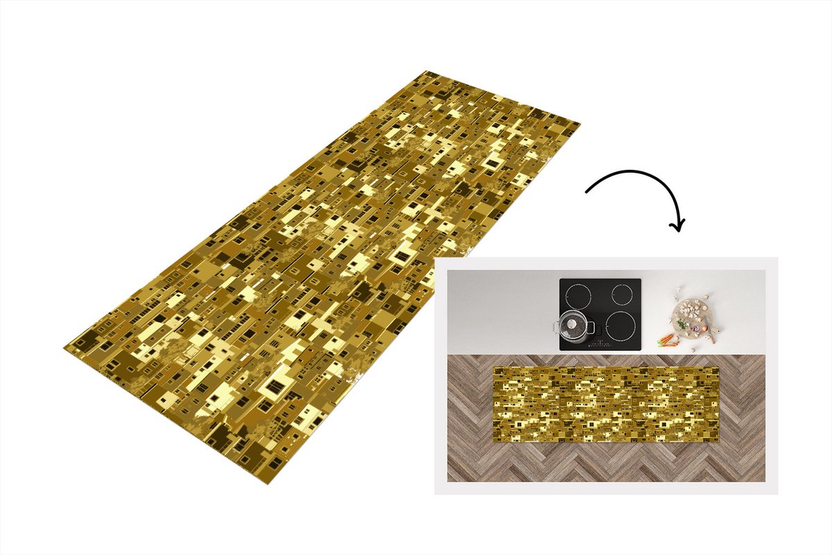 KitchenYeah Keukenloper - Loper keuken - Afrika - Patronen - Huis - 150x50 cm - Keukenloper vinyl Multicolor