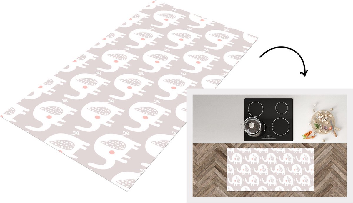 KitchenYeah Keukenloper - Loper keuken - Olifant - Design - Stippen - 120x60 cm - Keukenloper vinyl Multicolor