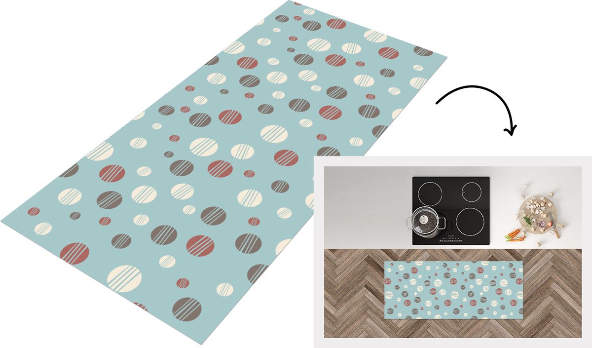 KitchenYeah Keukenloper - Loper keuken - Stippen - Patronen - Pastel - 120x50 cm - Keukenloper vinyl Multicolor