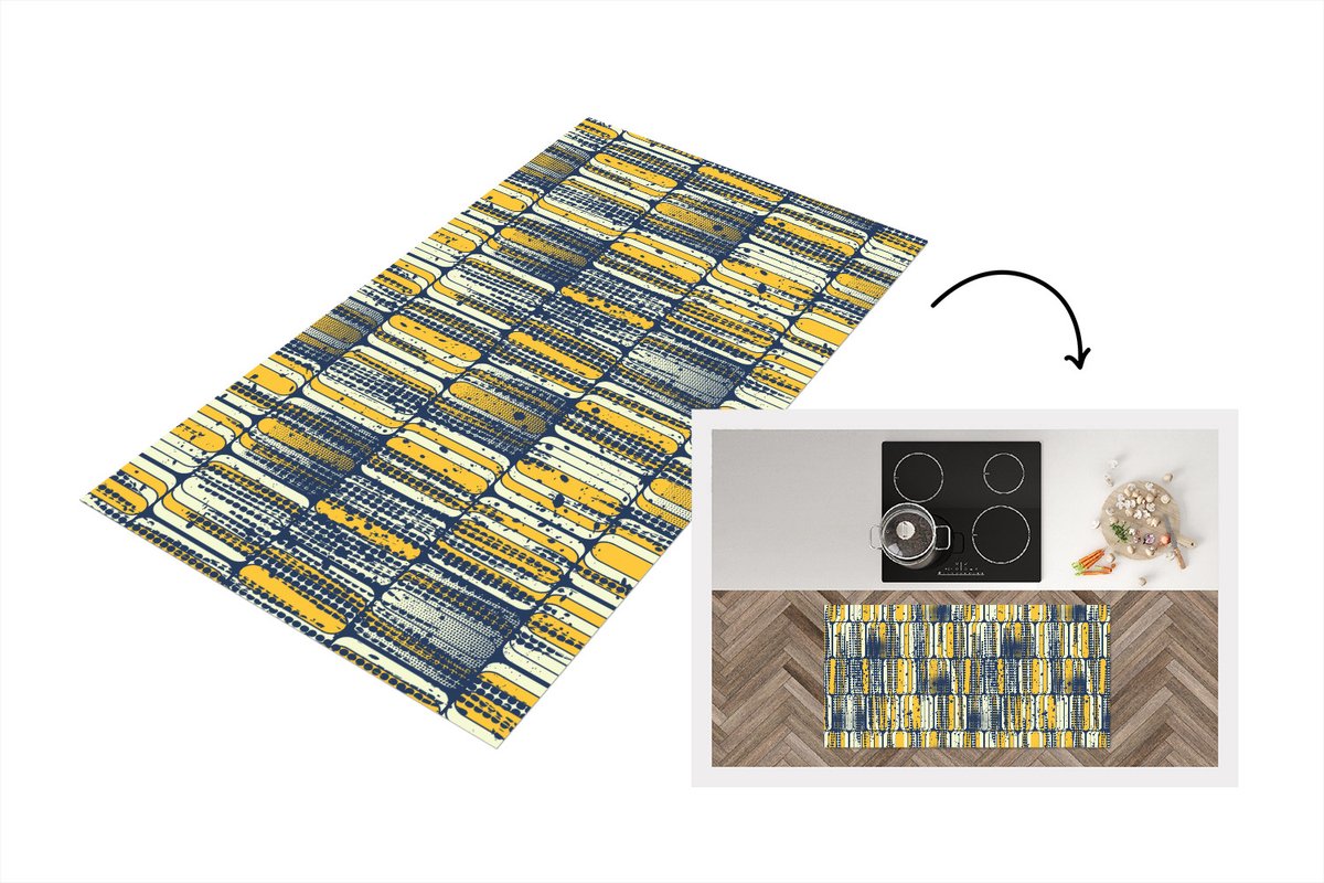 KitchenYeah Keukenloper - Loper keuken - Sixties - Patronen - Geel - Rock - Keukenloper vinyl, foto 6