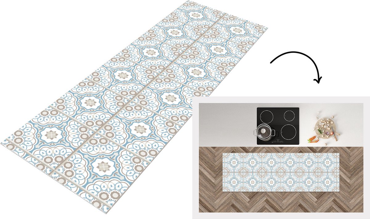 KitchenYeah Keukenloper - Loper keuken - Bloemen - Portugal - Design - 150x50 cm - Keukenloper vinyl Multicolor