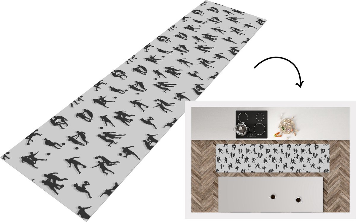 KitchenYeah Keukenloper - Loper keuken - Sport - Voetbal - Patronen - 240x60 cm - Keukenloper vinyl Multicolor