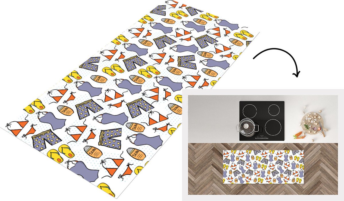 KitchenYeah Keukenloper - Loper keuken - Badkleding - Patronen - Zomer - Keukenloper vinyl Multicolor