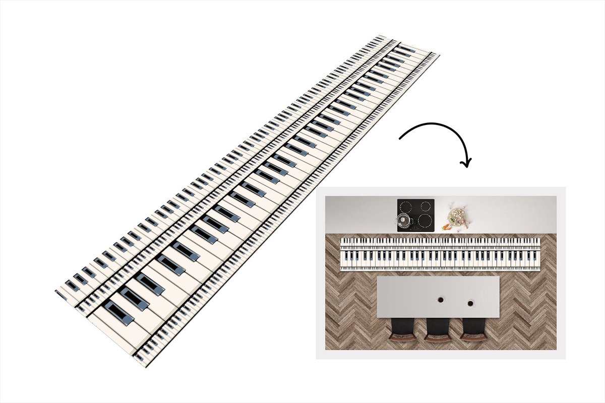 KitchenYeah Keukenloper - Loper keuken - Piano - Patronen - Muziek - 300x50 cm - Keukenloper vinyl Multicolor