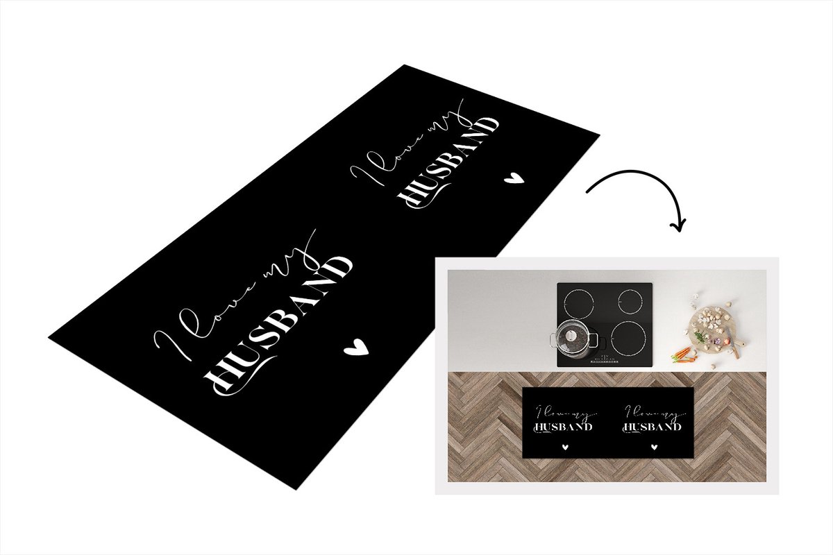 KitchenYeah Keukenloper - Loper keuken - Man - Liefde - Quotes - Trouwen - 120x50 cm - Keukenloper vinyl Multicolor
