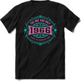 1966 The One And Only | Feest Kado T-Shirt Heren - Dames | Cobalt - Licht Roze | Perfect Verjaardag Cadeau Shirt | Grappige Spreuken - Zinnen - Teksten | Maat S