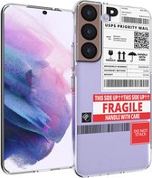 Samsung Galaxy S22 Hoesje Siliconen - iMoshion Design hoesje - Meerkleurig / Shipping label