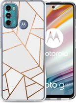iMoshion Hoesje Geschikt voor Motorola Moto G60 Hoesje Siliconen - iMoshion Design hoesje - Wit / White Graphic