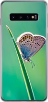Geschikt voor Samsung Galaxy S10 hoesje - Vlinder - Gras - Licht - Siliconen Telefoonhoesje