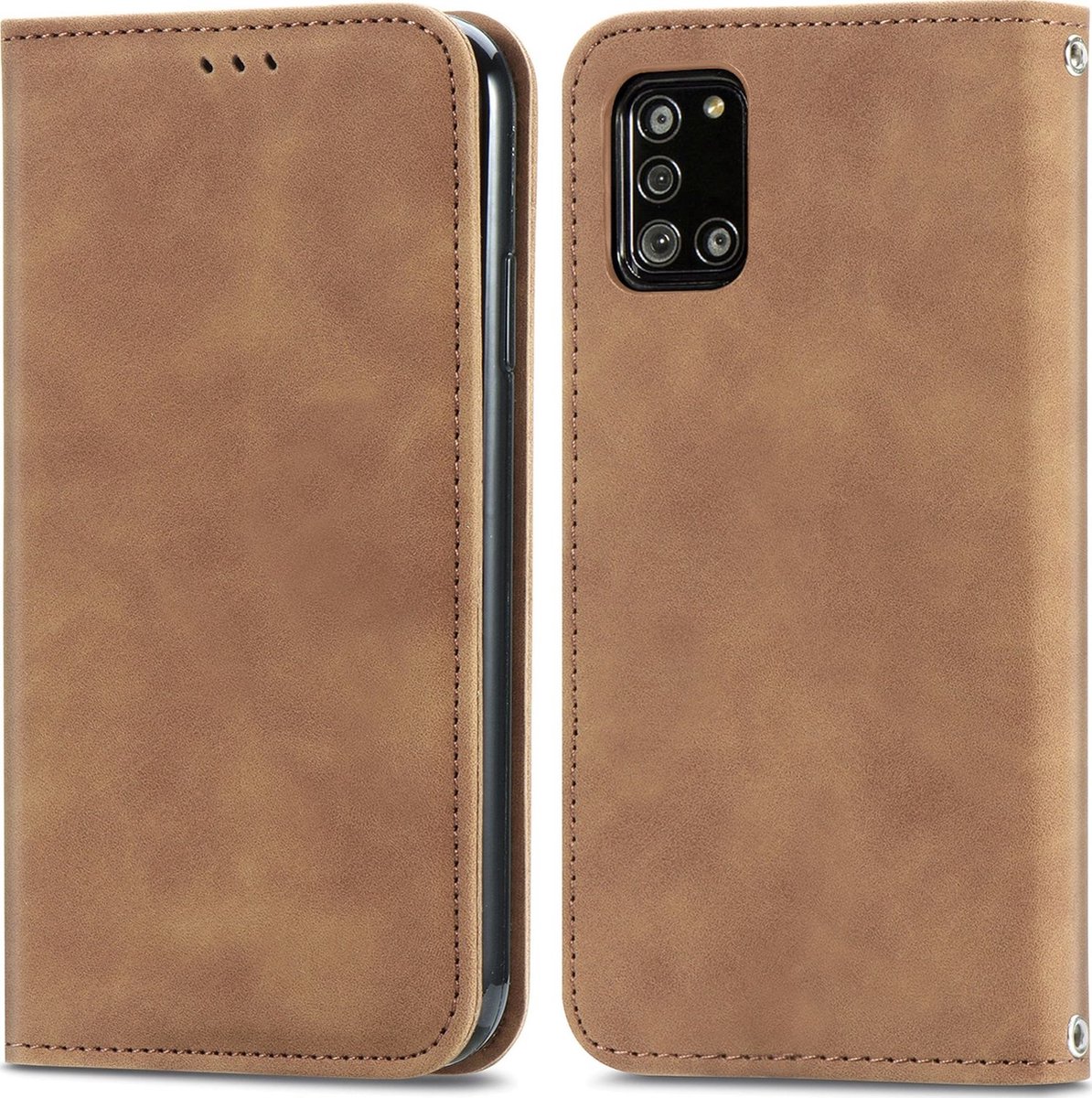Mobigear Telefoonhoesje geschikt voor Samsung Galaxy A32 5G Hoesje | Mobigear Retro Slim Bookcase | Pasjeshouder voor 2 Pasjes | Telefoonhoesje voor Pinpas / OV Kaart / Rijbewijs - Bruin
