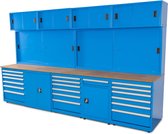 Huvema - Werkbank 3400 mm met diverse compartimenten - BL 19D 2C 3400x750x2050 WB