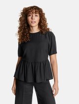 TAIFUN Dames Blouse met korte mouwen en schootje Schwarz-44